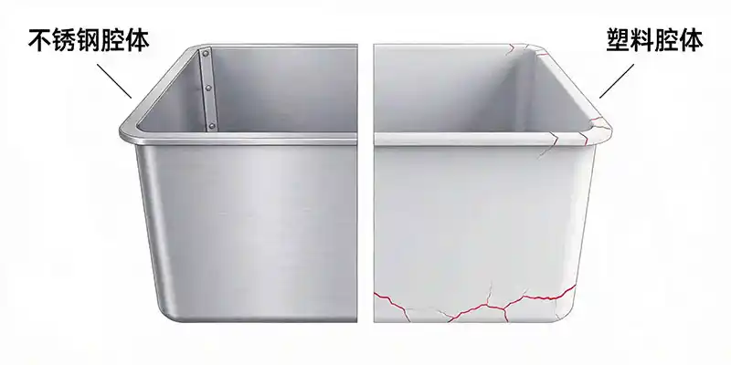 Comparison of stainless steel and plastic cavity