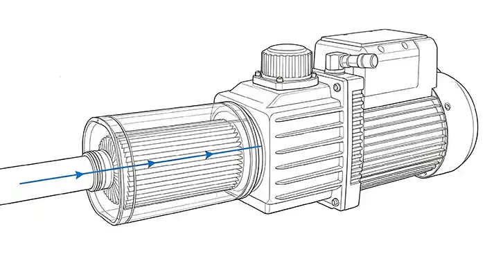 powder-filter-installed-on-vacuum-pump-inlet-line-with-transparent-housing