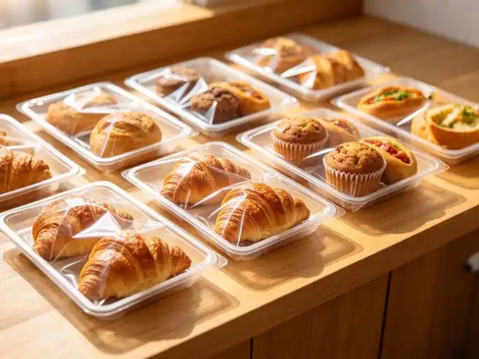 thermoformed tray vacuum packaging for pastries and baked goods